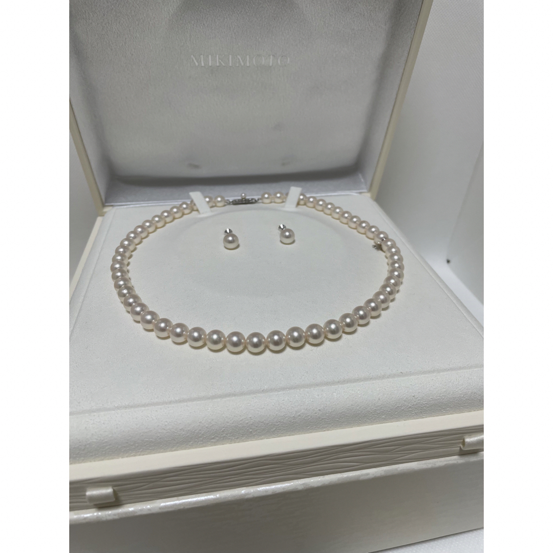 MIKIMOTO(ミキモト)のミキモト　K18 7.5〜8㎜　パールネックレス　8㎜イヤリング　セット　美品 レディースのアクセサリー(ネックレス)の商品写真