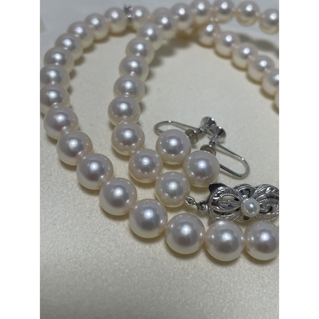 MIKIMOTO(ミキモト)のミキモト　K18 7.5〜8㎜　パールネックレス　8㎜イヤリング　セット　美品 レディースのアクセサリー(ネックレス)の商品写真