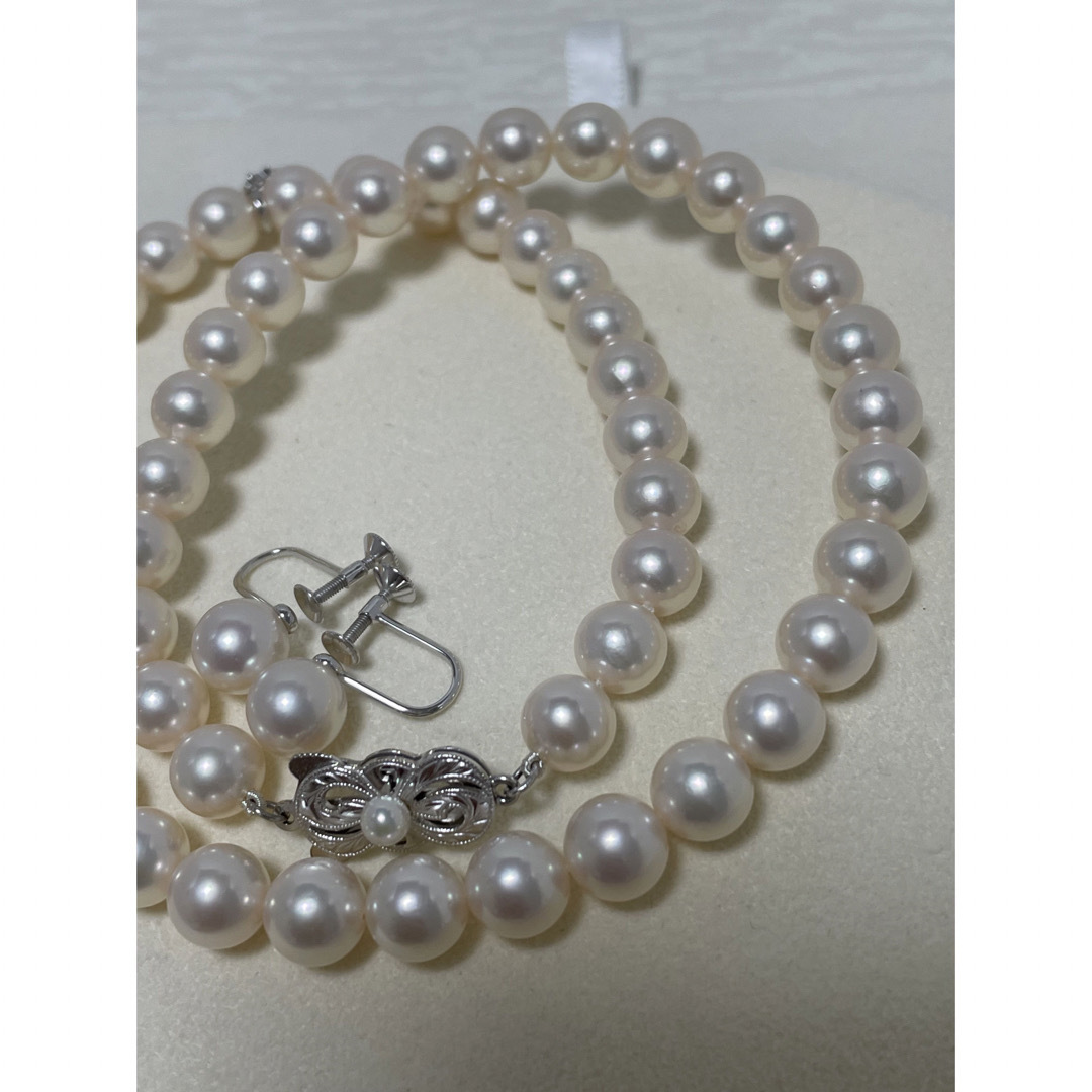 MIKIMOTO(ミキモト)のミキモト　K18 7.5〜8㎜　パールネックレス　8㎜イヤリング　セット　美品 レディースのアクセサリー(ネックレス)の商品写真