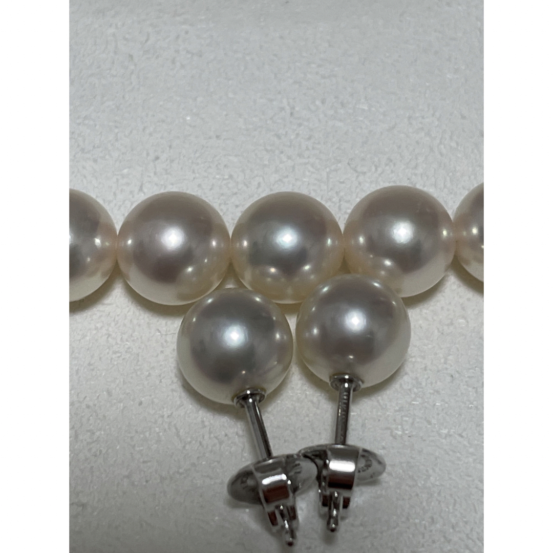 MIKIMOTO(ミキモト)のミキモト　K18 7.5〜8㎜　パールネックレス　8㎜イヤリング　セット　美品 レディースのアクセサリー(ネックレス)の商品写真