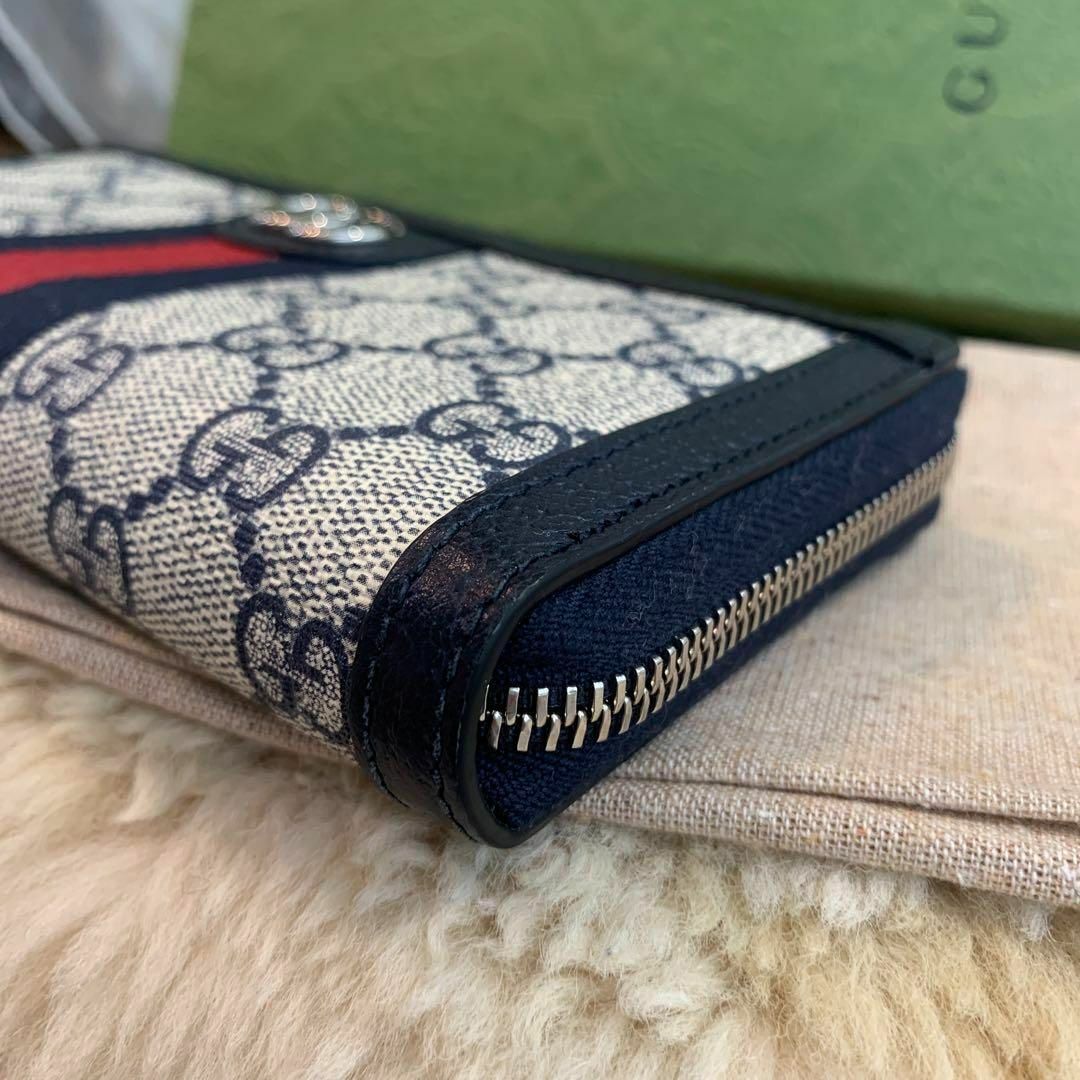 ☆美品☆GUCCI オフィディア ラウンドファスナー 長財布 ネイビー-