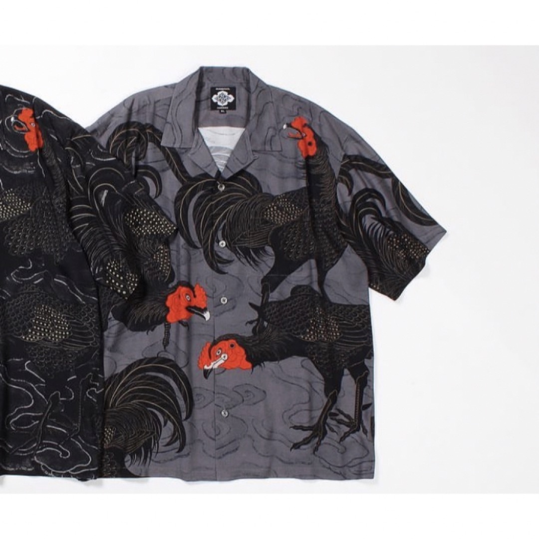 GAKKIN × BUDSPOOL 軍鶏 HAWAIIAN SHIRT XXL