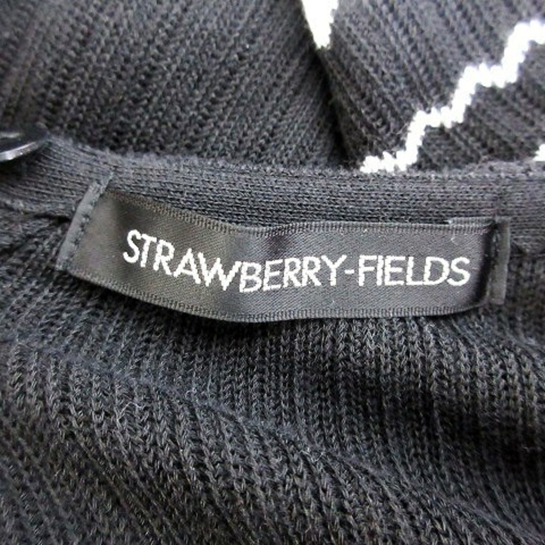 STRAWBERRY-FIELDS(ストロベリーフィールズ)のストロベリーフィールズ ニット カットソー 七分袖 クルーネック ボーダー 黒 レディースのトップス(ニット/セーター)の商品写真