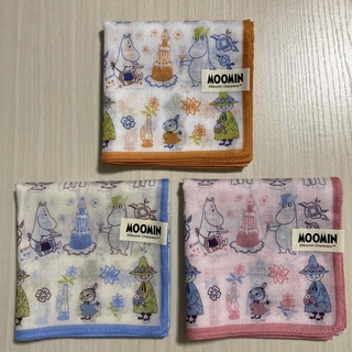 ムーミン(MOOMIN)の3枚　北欧　スナフキン　ムーミン　ニョロニョロ　リトルミィ　ガーゼ　ハンカチ(ハンカチ)