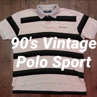 ポロラルフローレン(POLO RALPH LAUREN)のPolo Sportポロスポーツボーダーシャツ鹿子USAアメリカビンテージ(ポロシャツ)