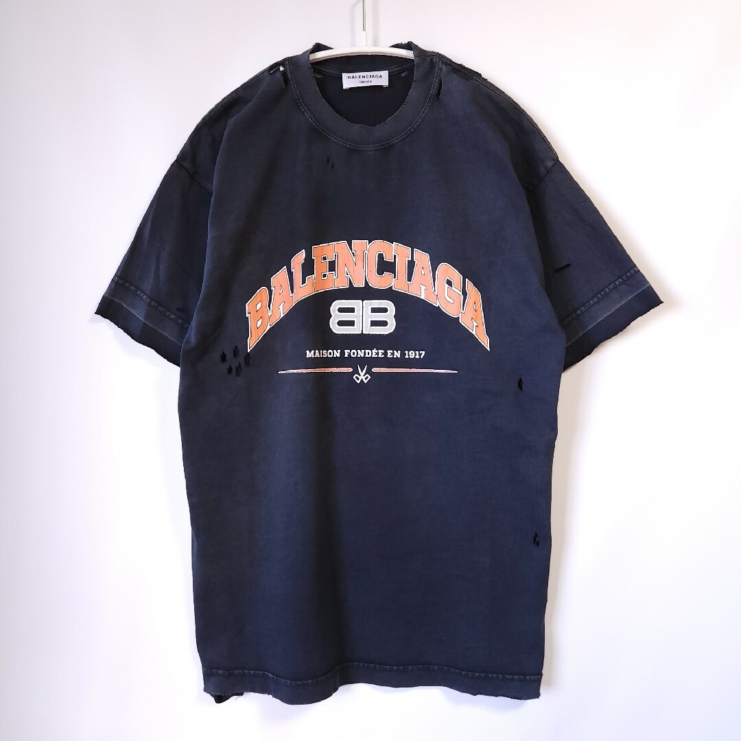 22SS BALENCIAGA ヴィンテージ加工Tシャツ BBロゴ バレンシアガ