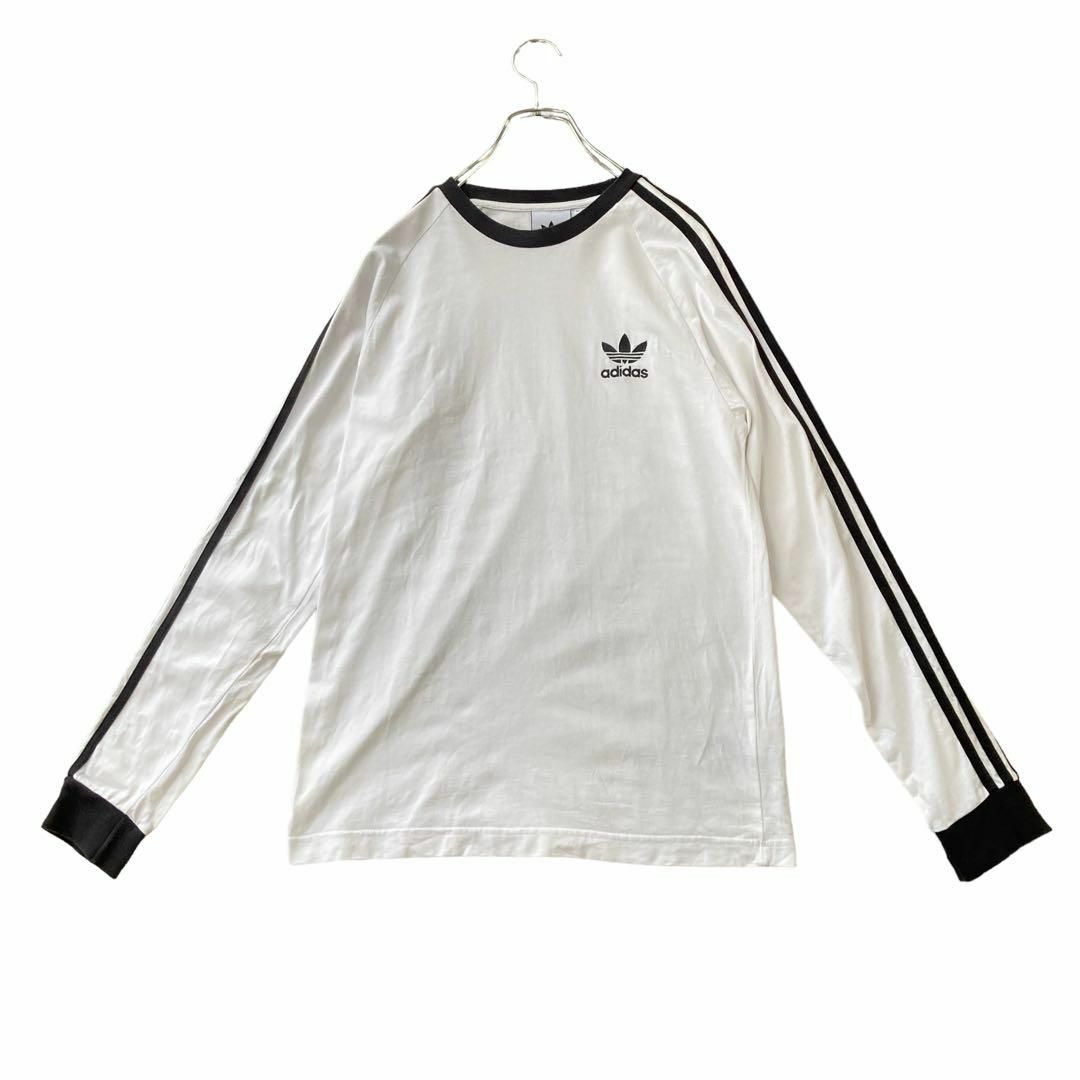 adidas(アディダス)の2960 美品✨adidas ロングTシャツ ホワイト✕ブラック M メンズのトップス(Tシャツ/カットソー(七分/長袖))の商品写真