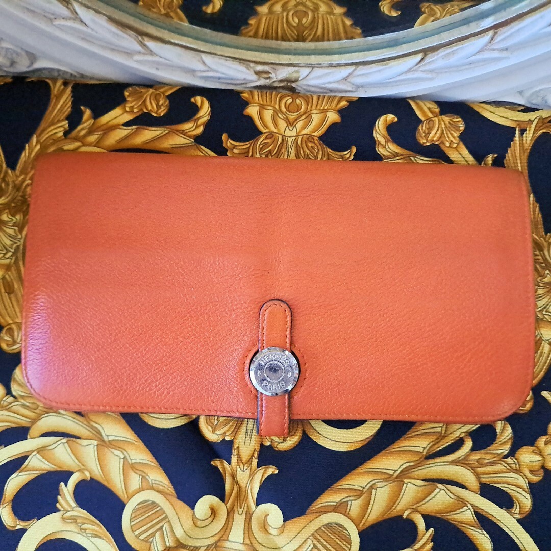 HERMES エルメス ドゴン GM 長財布 財布 レッド 刻印：□P 美品