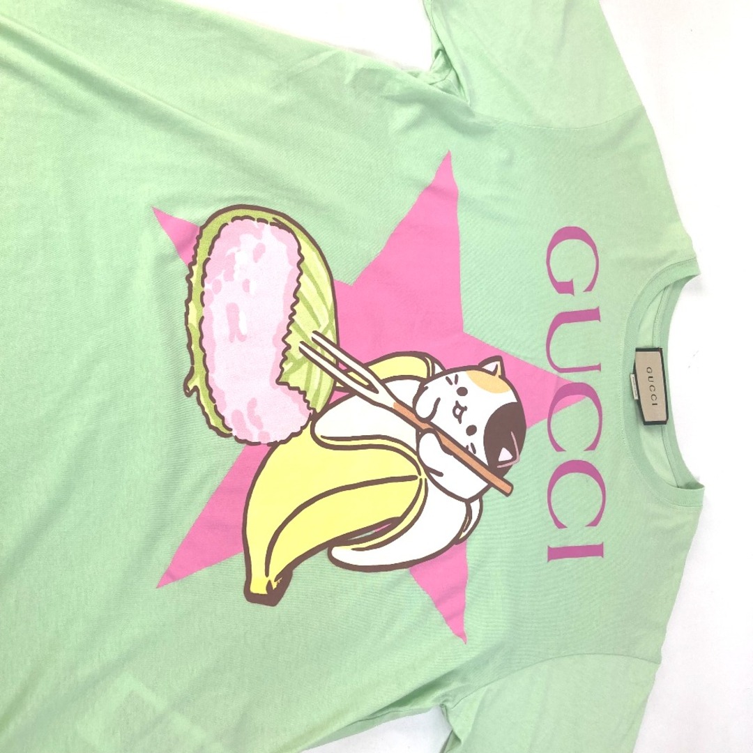 Gucci(グッチ)のグッチ GUCCI ばなにゃ 615044 アパレル トップス 半袖Ｔシャツ コットン グリーン 美品 レディースのトップス(Tシャツ(半袖/袖なし))の商品写真