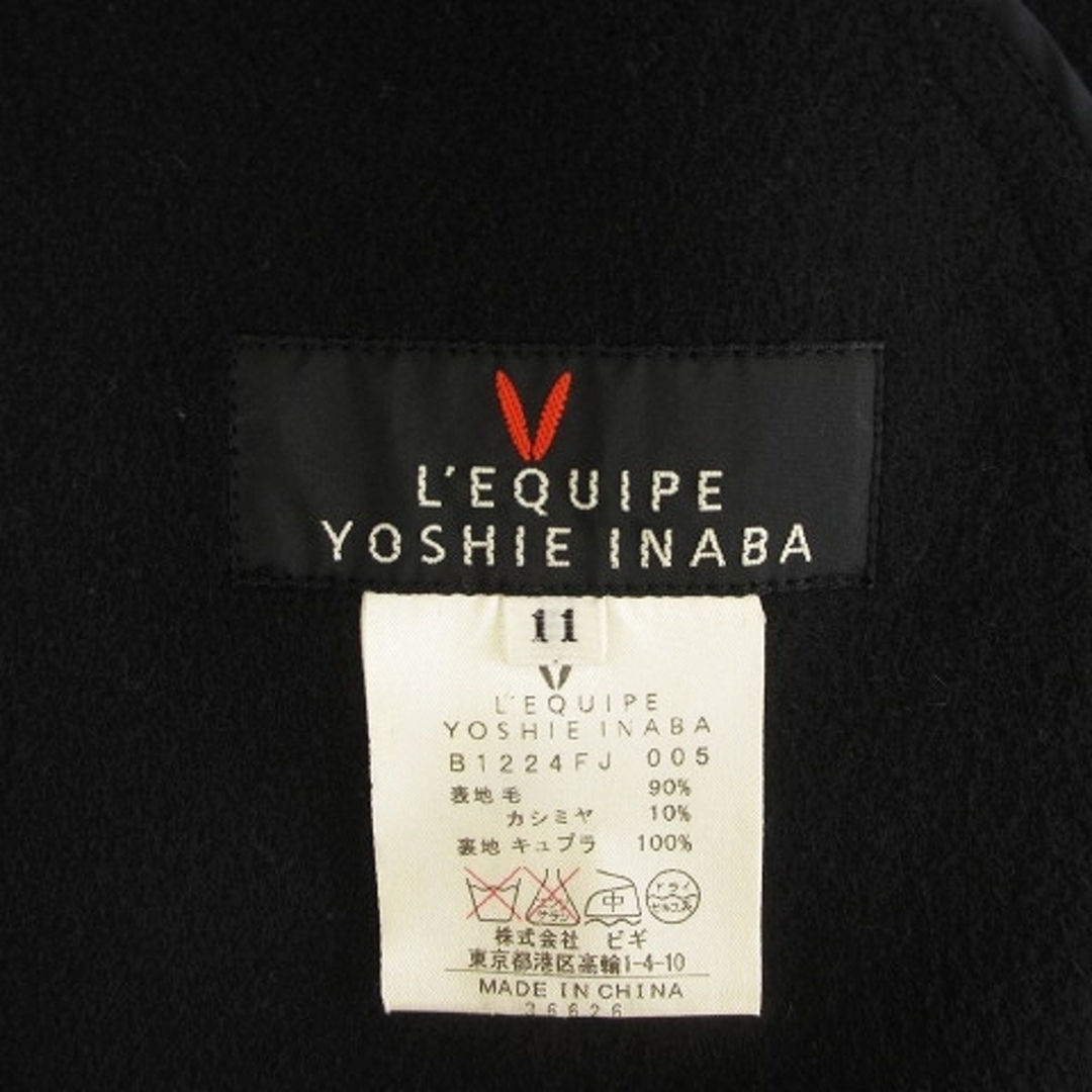レキップヨシエイナバ コート ウール カシミヤ混 黒 ブラック 11 L位の