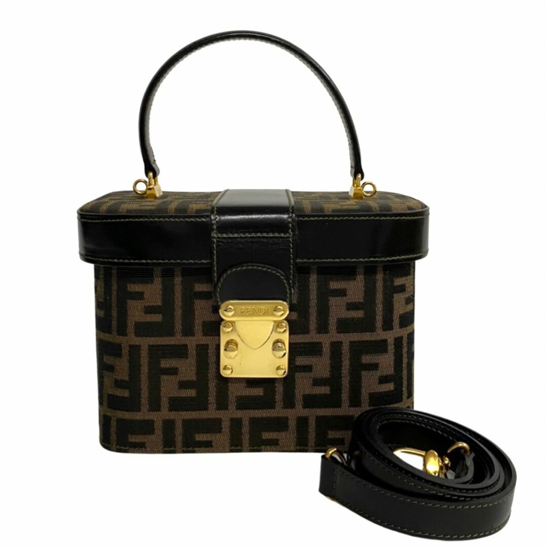 FENDI フェンディ ハンドバッグ ズッカ サドル ロゴ総柄 フラット 美品