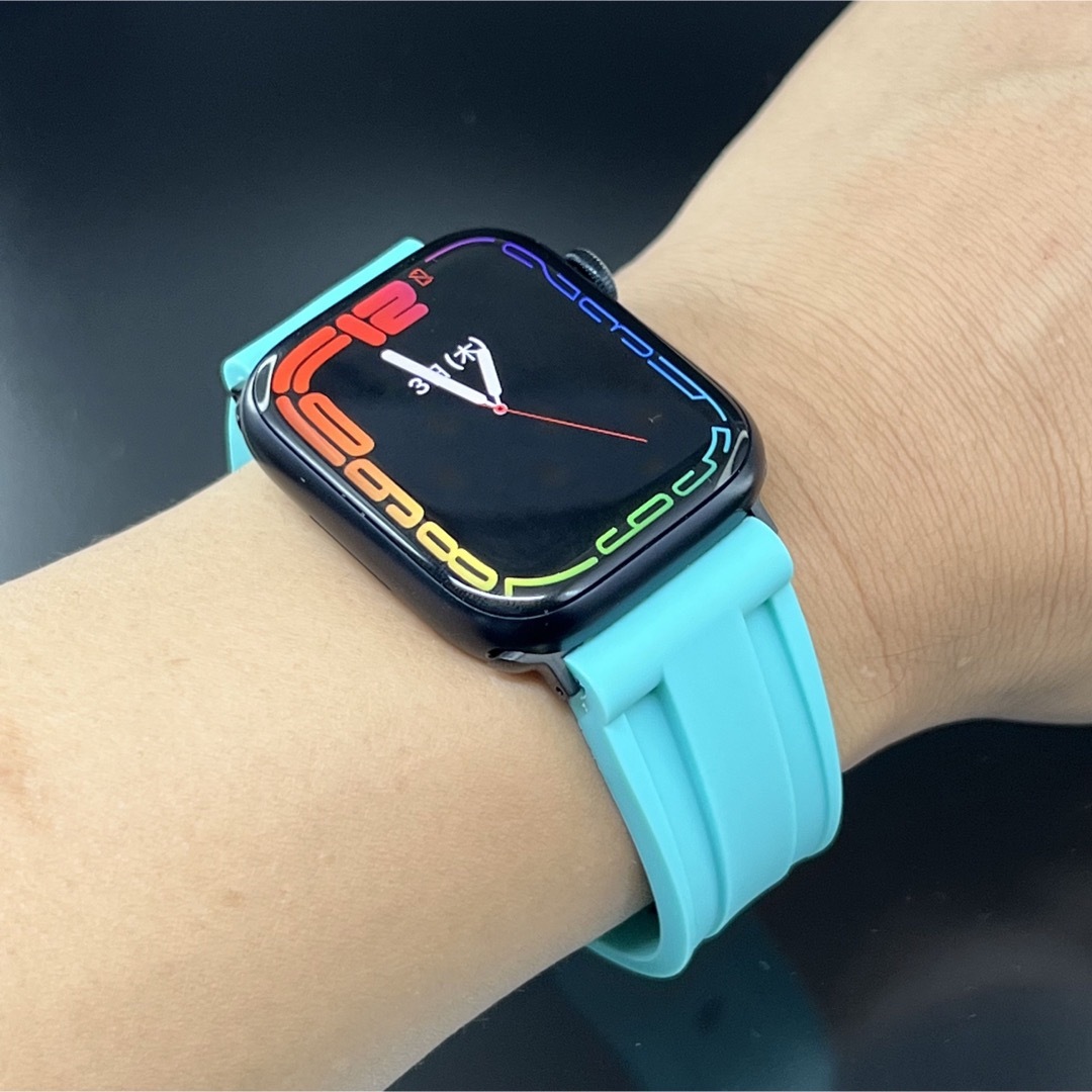 Apple Watch - ティファニーブルー 極太ラバーベルト アップルウォッチ