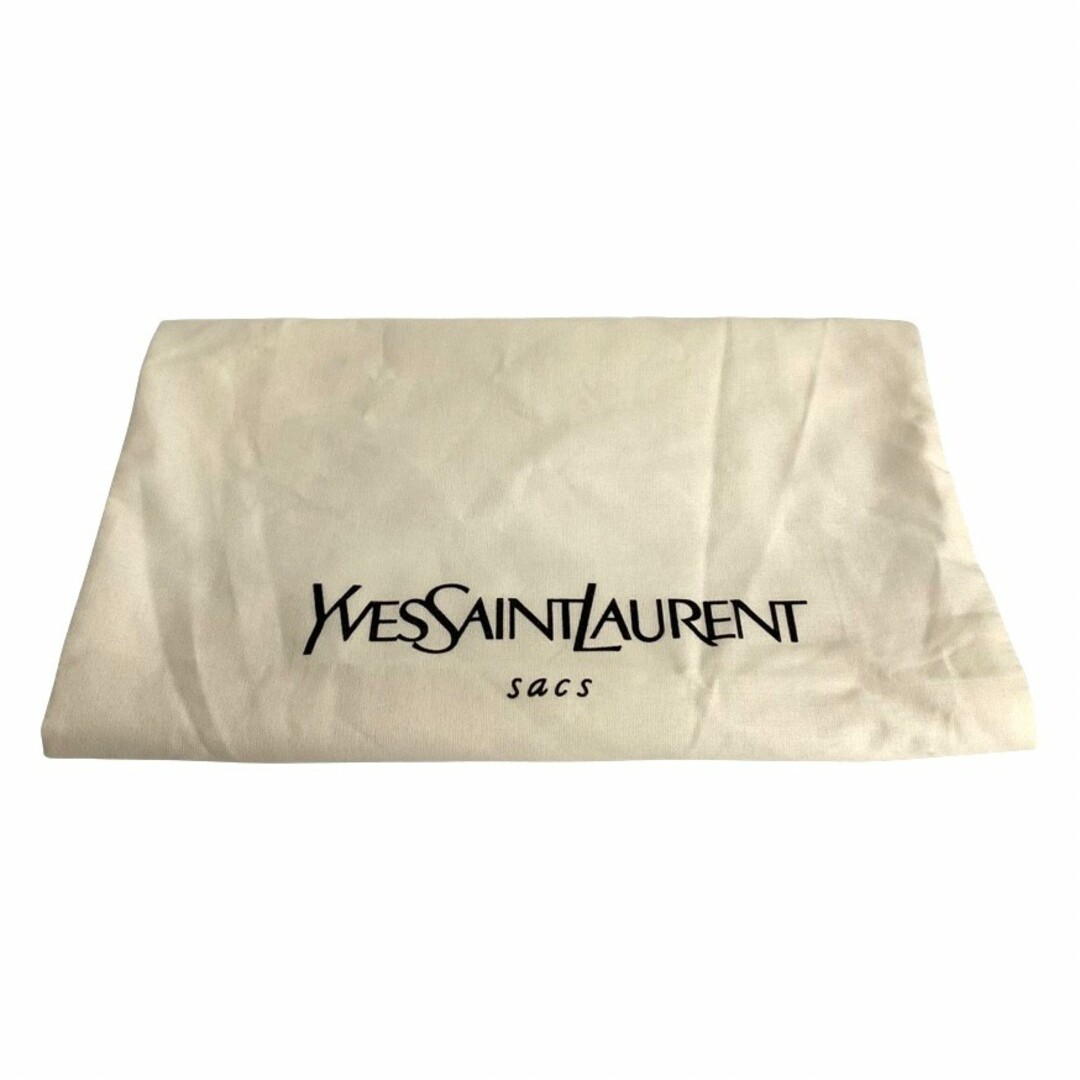 極 美品 保存袋付き YVES SAINT LAURENT イヴサンローラン YSL ロゴ 金具 レザー 本革 トートバッグ ライトグレー 33676