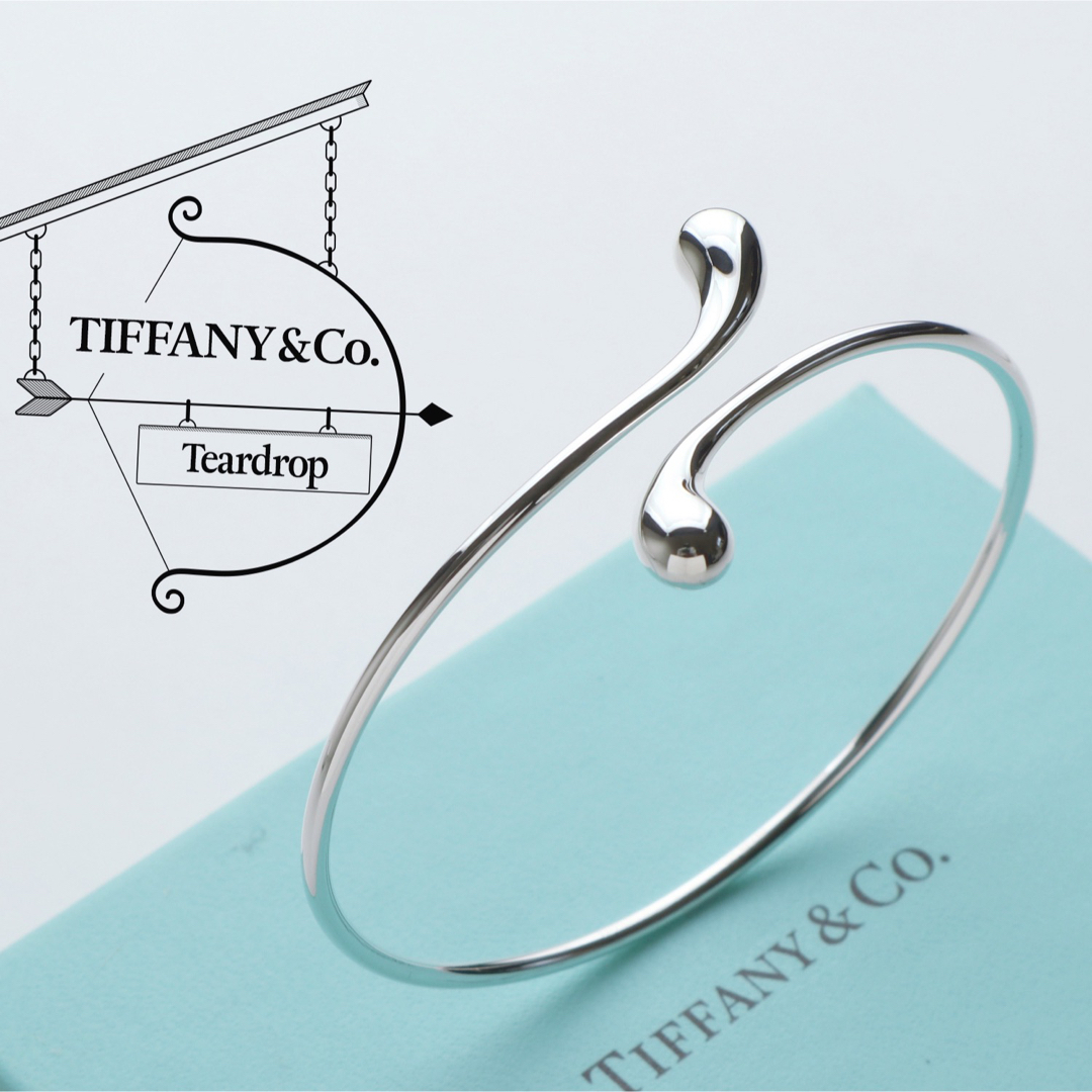 美品 ティファニー TIFFANY ティアドロップ エロンゲイテッド バングルレディース