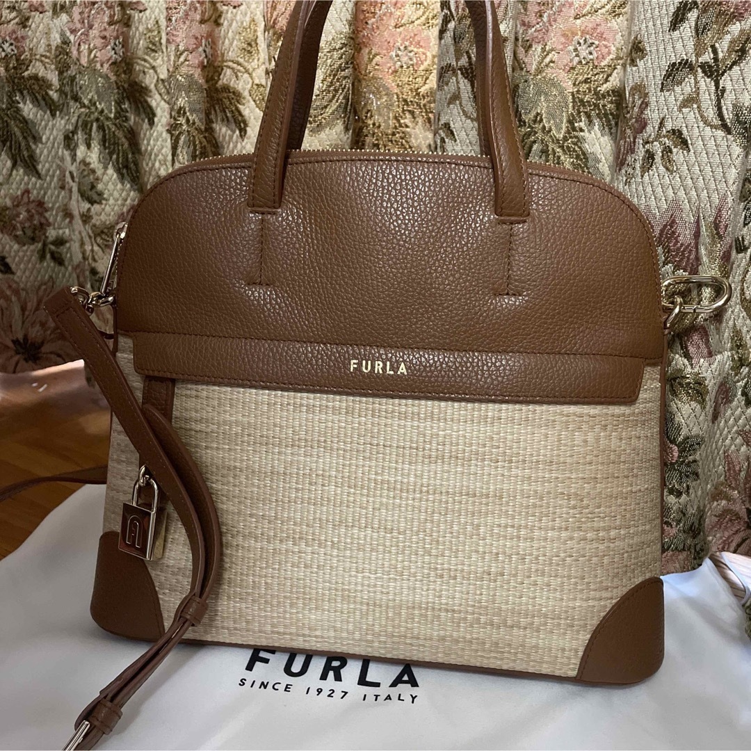 Furla - FURLA フルラPIPER ラフィア カゴバック ハンドバッグ