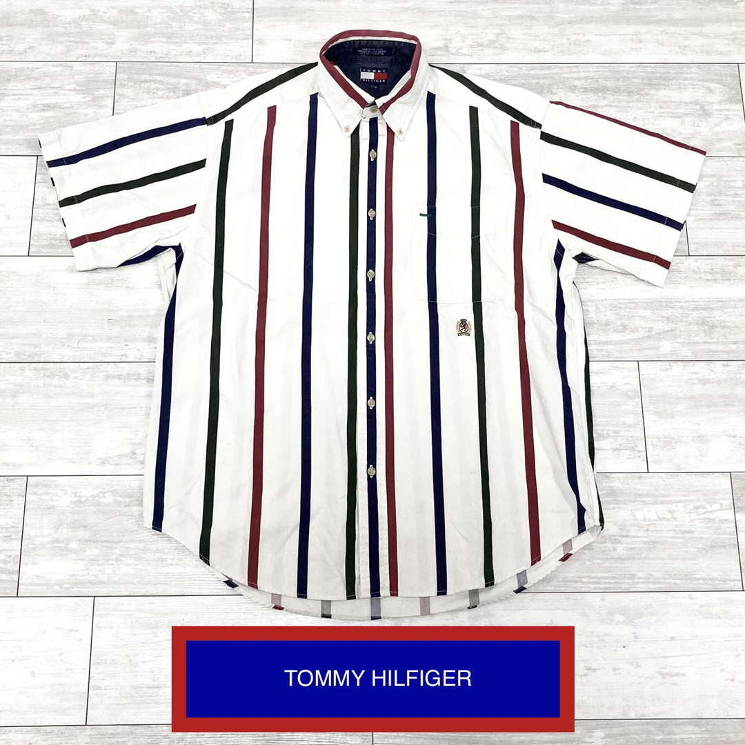 TOMMY HILFIGER(トミーヒルフィガー)のトミーヒルフィガー ３カラーストライプデザイン メンズ ボタンダウン 半袖シャツ メンズのトップス(シャツ)の商品写真