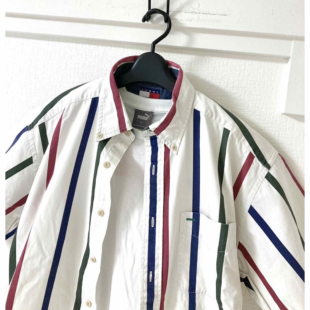 TOMMY HILFIGER(トミーヒルフィガー)のトミーヒルフィガー ３カラーストライプデザイン メンズ ボタンダウン 半袖シャツ メンズのトップス(シャツ)の商品写真