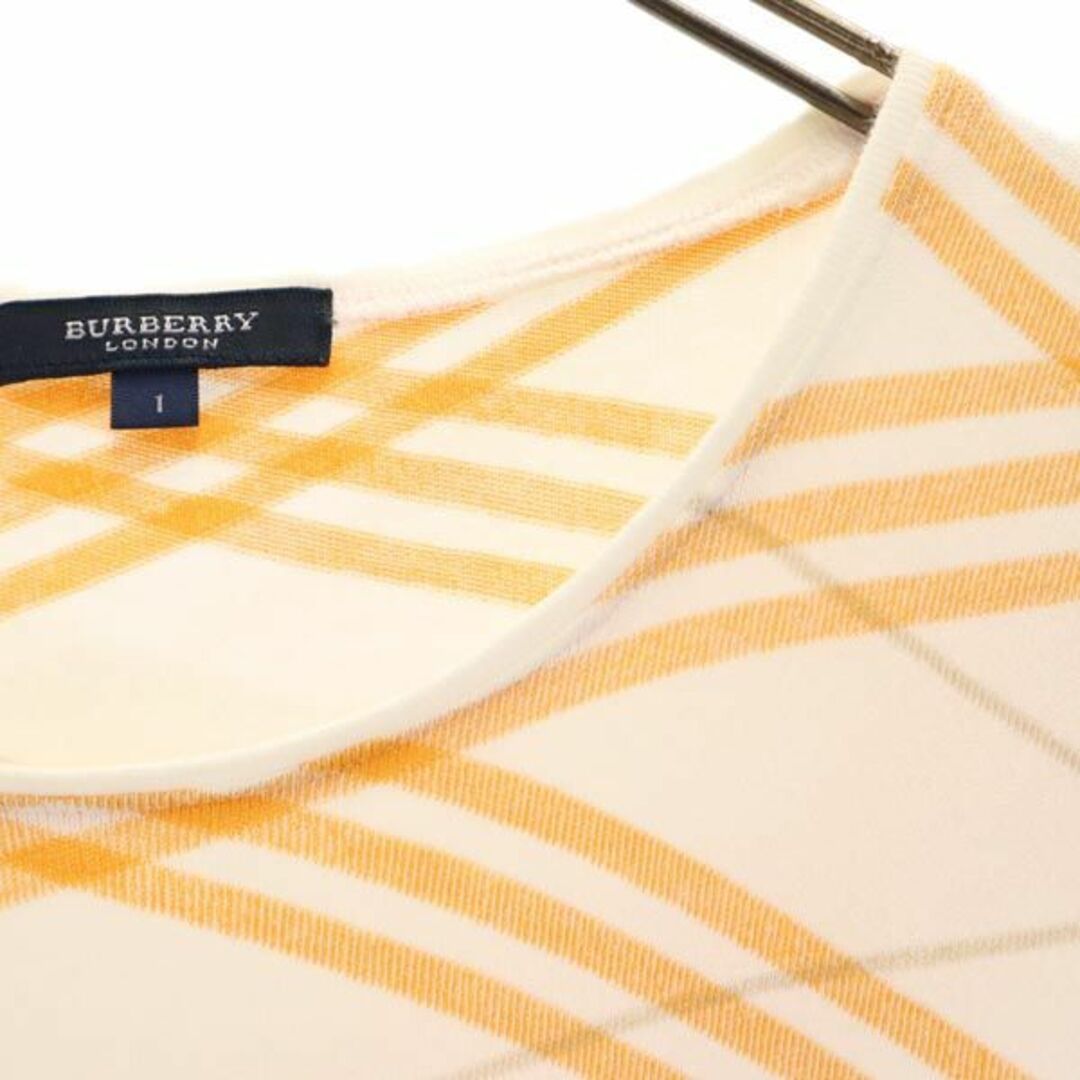 BURBERRY(バーバリー)のバーバリー 三陽商会 チェック ニット カットソー 1 オレンジ系 BURBERRY レディース 【中古】  【230804】 レディースのトップス(カットソー(半袖/袖なし))の商品写真