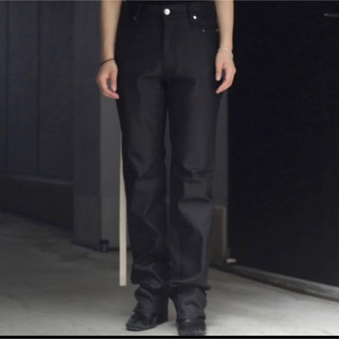 RAF SIMONS(ラフシモンズ)の中古SHINYAKOZUKAロングロゴテープシャイニーデニムスキニー メンズのパンツ(デニム/ジーンズ)の商品写真