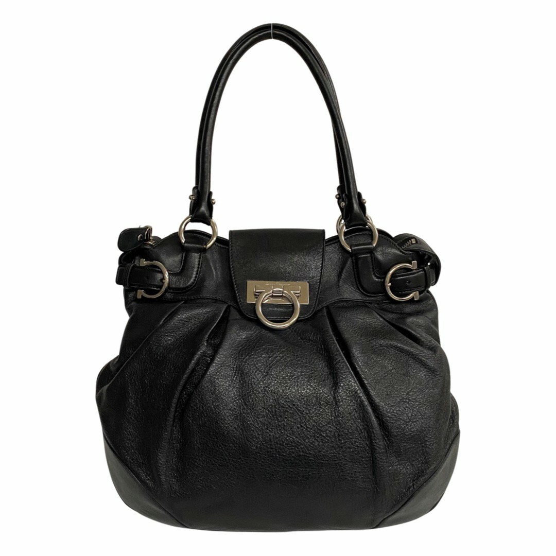 極 美品 希少品 Salvatore Ferragamo フェラガモ ガンチーニ 金具 レザー 本革 ハンドバッグ ミニ トートバッグ ブラック 黒 25804