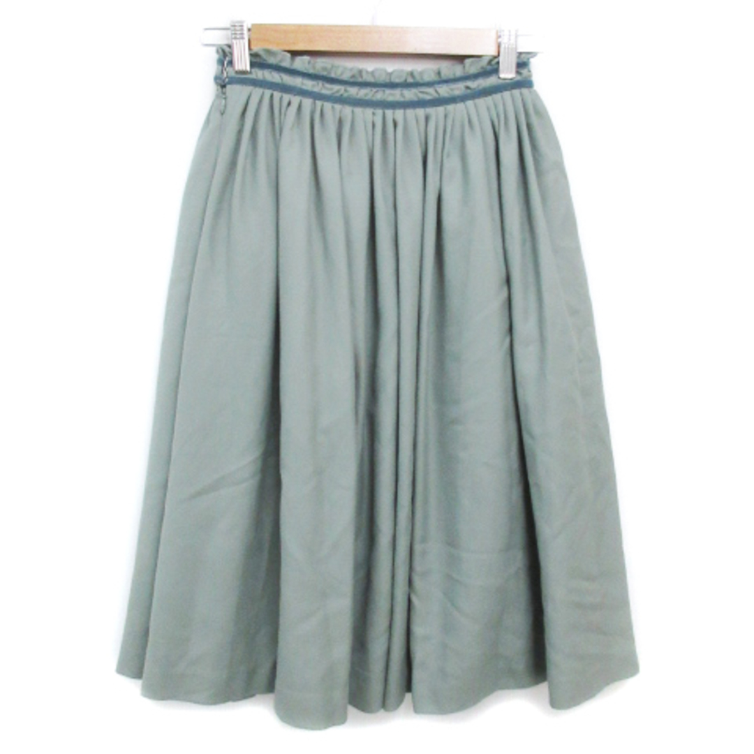 STRAWBERRY-FIELDS(ストロベリーフィールズ)のストロベリーフィールズ フレアスカート ミモレ丈 無地 黄緑 ライトグリーン レディースのスカート(ひざ丈スカート)の商品写真