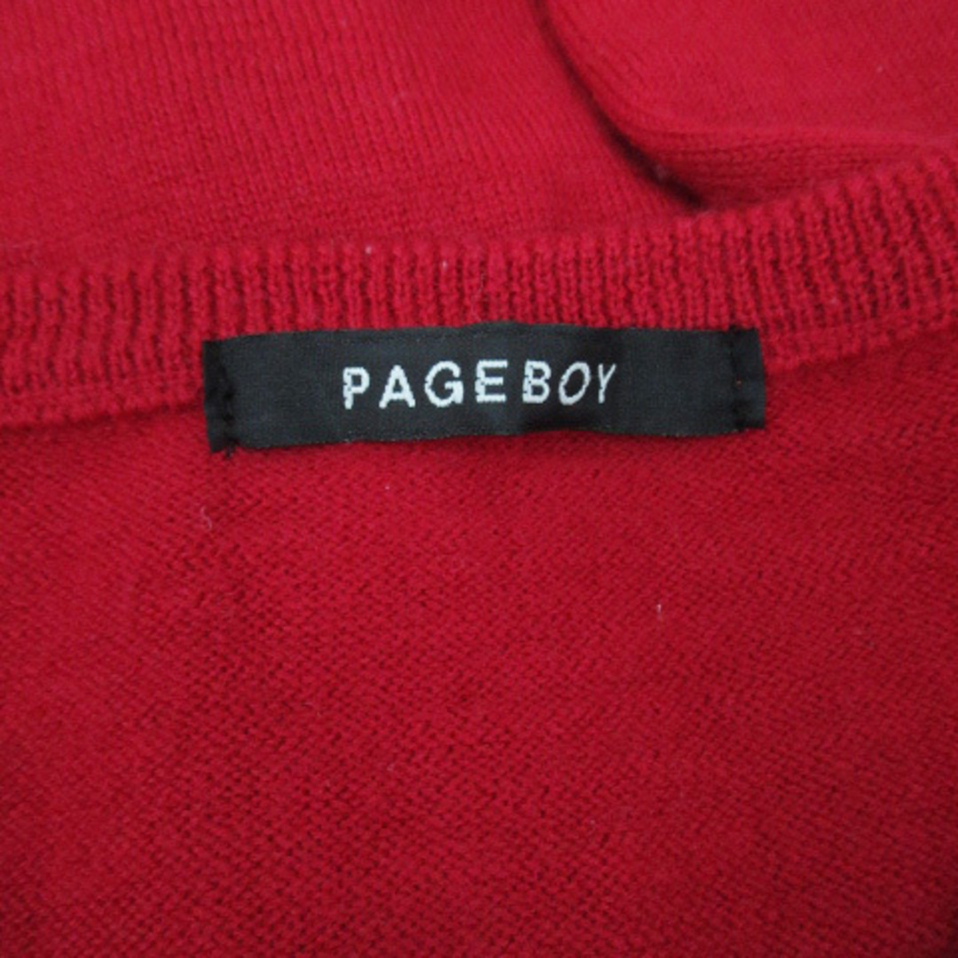 PAGEBOY(ページボーイ)のページボーイ ニットカーディガン ミドル丈 ウール 無地 M 赤 レッド レディースのトップス(カーディガン)の商品写真