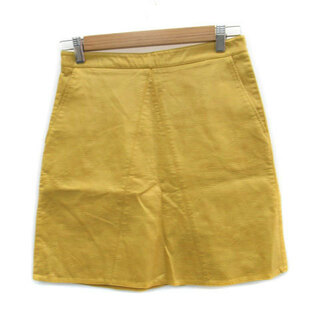ザラ ベーシック 台形スカート フレアスカート ミニ丈 S イエロー 黄色(ミニスカート)