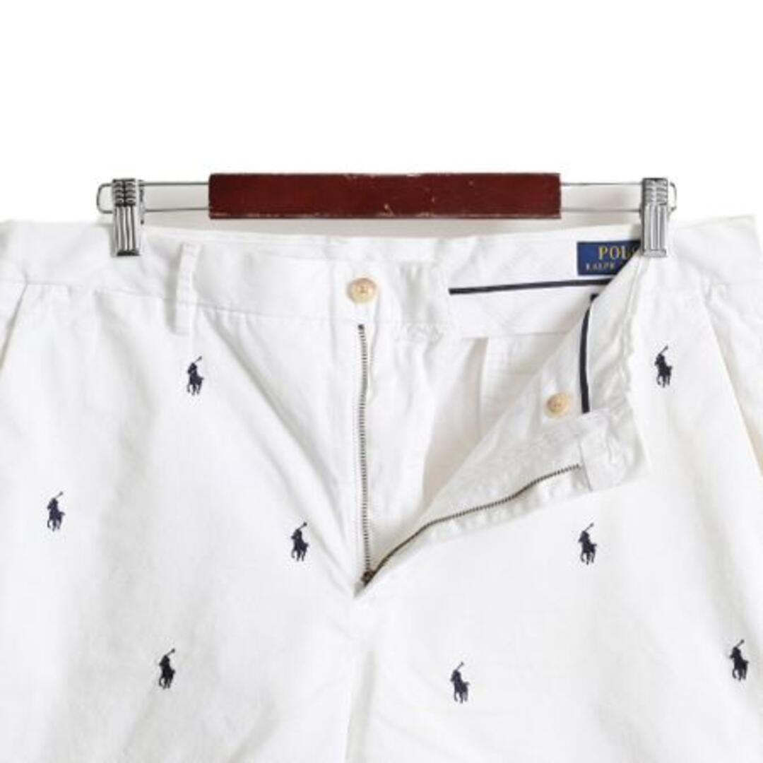 Ralph Lauren(ラルフローレン)のポロ ラルフローレン ポニー刺繍 モノグラム チノ ショートパンツ 36 白 メンズのパンツ(ショートパンツ)の商品写真