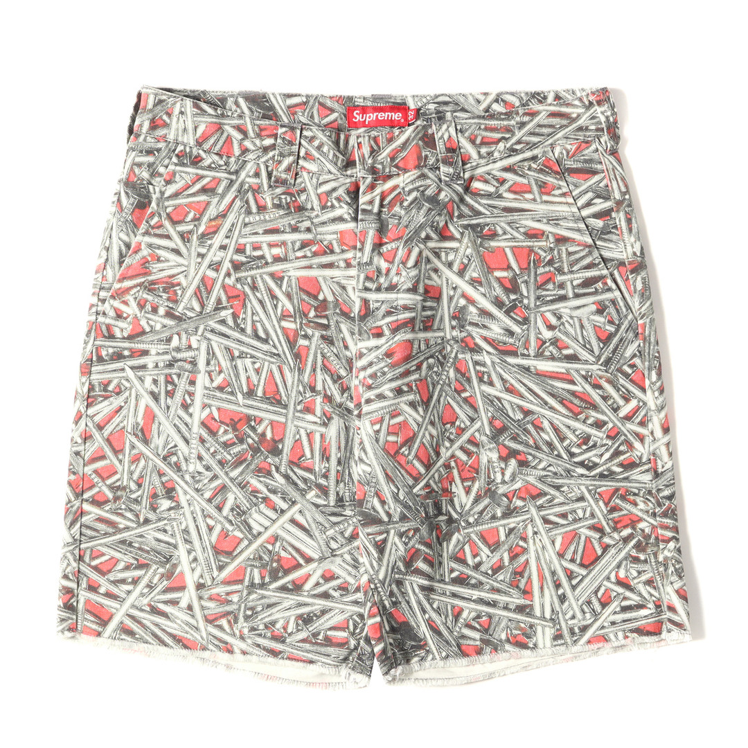 Supreme Supreme シュプリーム パンツ サイズ:32 20SS 釘柄 切りっぱなし ワーク ショーツ Nails Work Short  レッド 赤 ボトムス ズボン ショートパンツ 【メンズ】【中古】【美品】の通販 by ブランド古着のBEEGLE by BooBee ラクマ店｜ シュプリームならラクマ