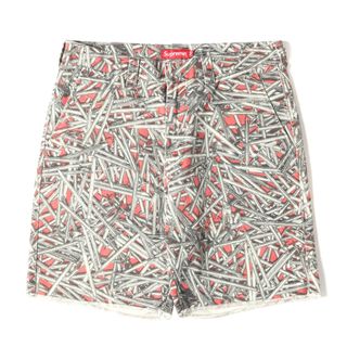 シュプリーム(Supreme)のSupreme シュプリーム パンツ サイズ:32 20SS 釘柄 切りっぱなし ワーク ショーツ Nails Work Short レッド 赤 ボトムス ズボン ショートパンツ 【メンズ】【中古】【美品】(ショートパンツ)