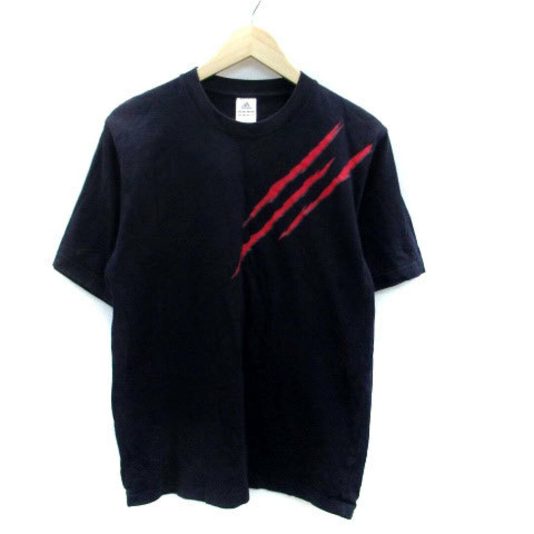 adidas(アディダス)のアディダス Tシャツ カットソー ラウンドネック 半袖 プリント M 紺 赤 メンズのトップス(Tシャツ/カットソー(半袖/袖なし))の商品写真