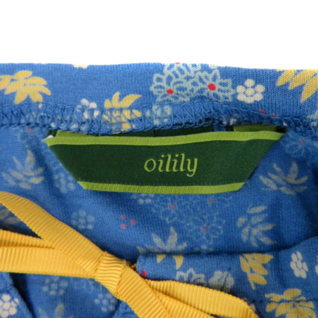 OILILY(オイリリー)のオイリリ－ Tシャツ カットソー 長袖 花柄 ボーダー柄 リボン L 水色 レディースのトップス(Tシャツ(長袖/七分))の商品写真