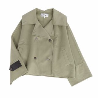 ロエベ(LOEWE)の極美品 ロエベ LOEWE ジャケット コート ショート丈 21SS ダブルブレスト ウール カシミヤ アウター レディース 34(S相当) ブラウン(その他)