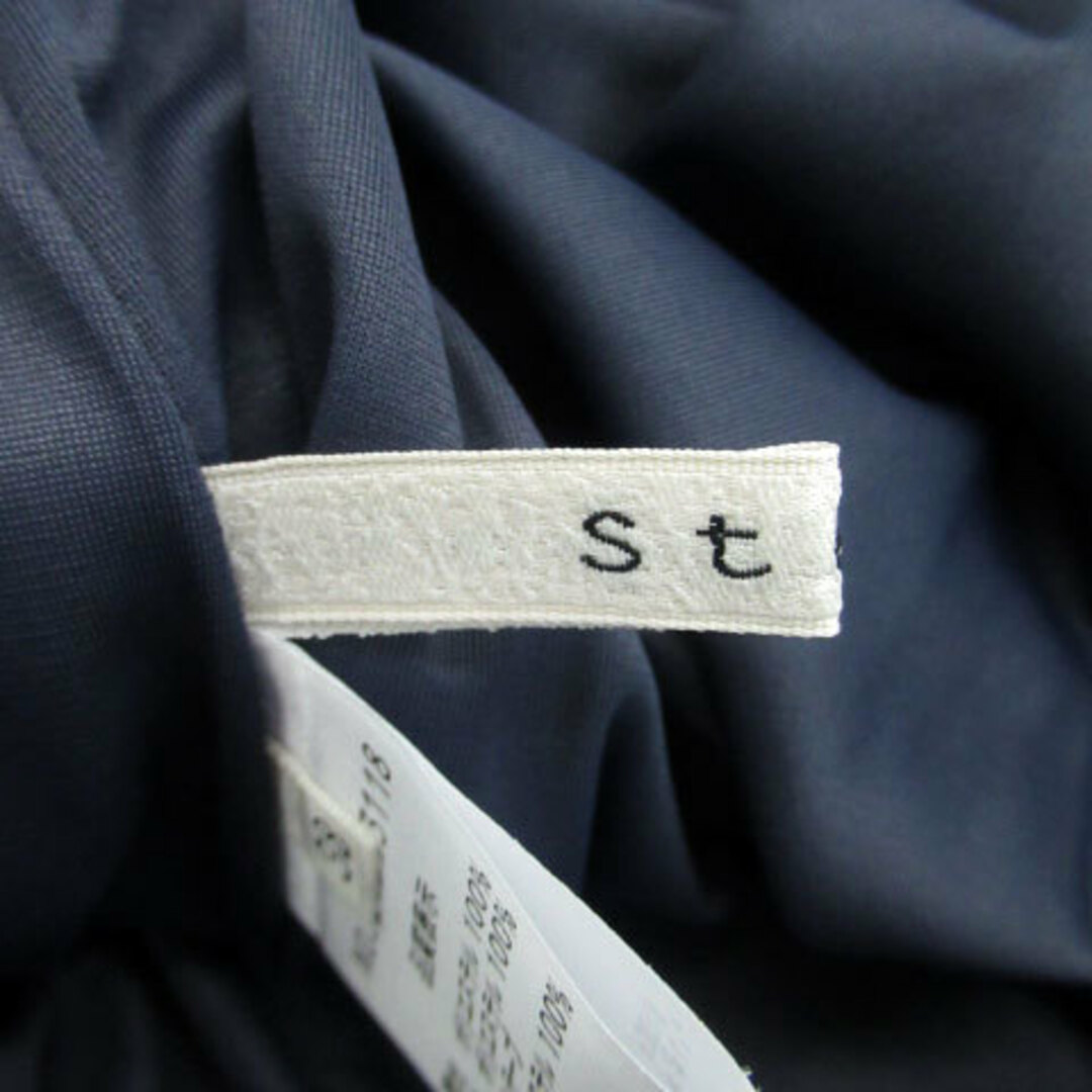 Stola.(ストラ)のストラ Stola. フレアスカート ミモレ丈 ストライプ柄 38 ネイビー 紺 レディースのスカート(ひざ丈スカート)の商品写真