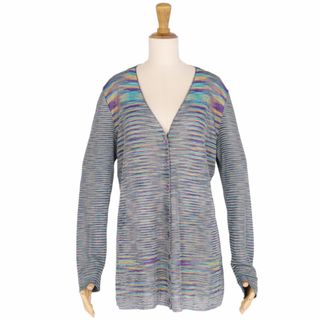 ミッソーニ MISSONI カーディガン ニット ボーダー トップス レディース イタリア製 44(L相当) ターコイズグリーン(カーディガン)