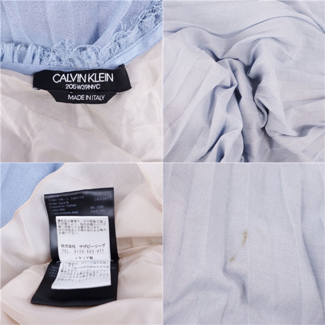 カルバン・クライン Calvin Klein 205W39NYC ワンピース ノースリーブ プリーツ 無地 トップス レディース イタリア製 US2  IT38 FR34(M相当) ブルー