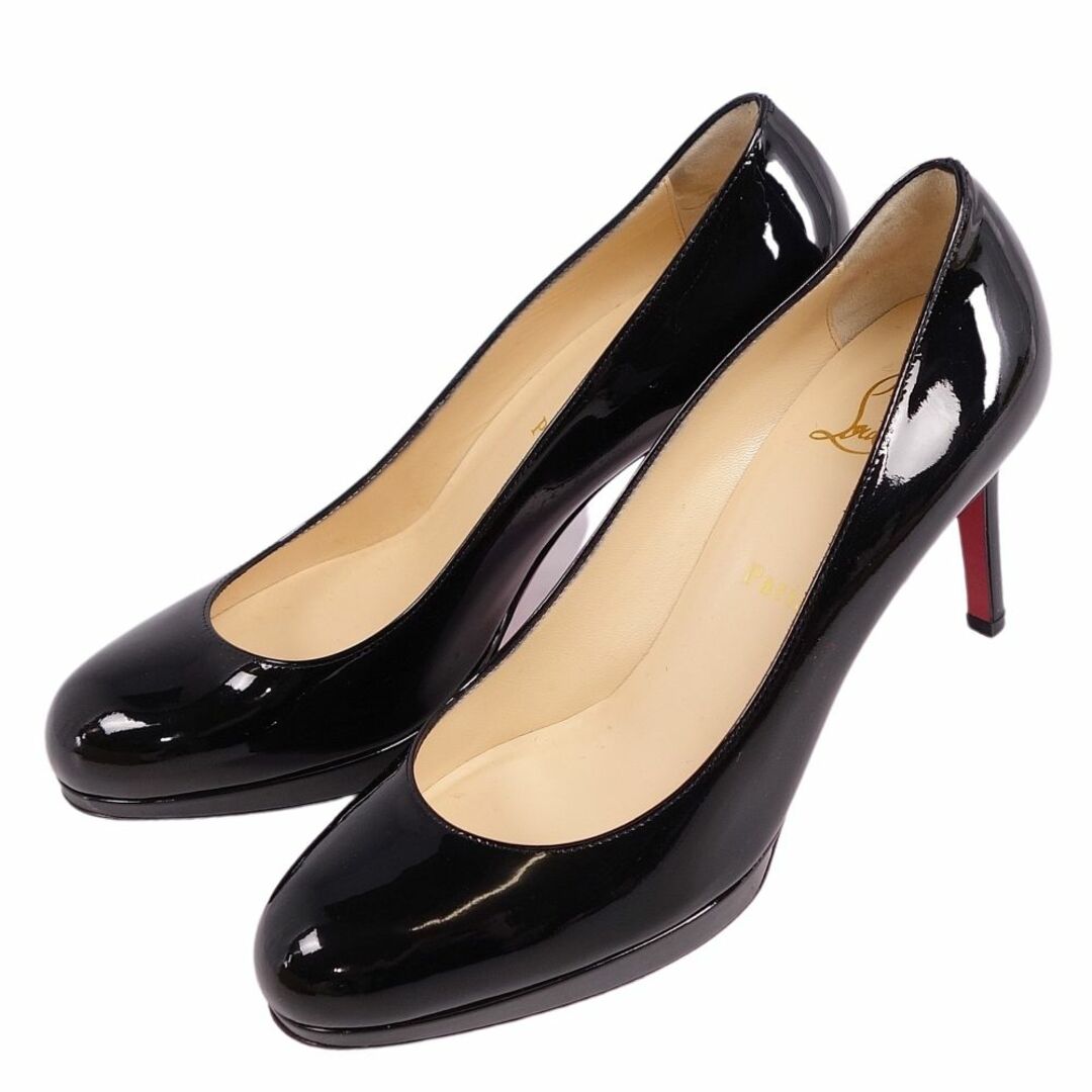 極美品 クリスチャンルブタン Christian Louboutin パンプス エナメルレザー ヒール シューズ 靴 レディース イタリア製  38(25cm相当) ブラック