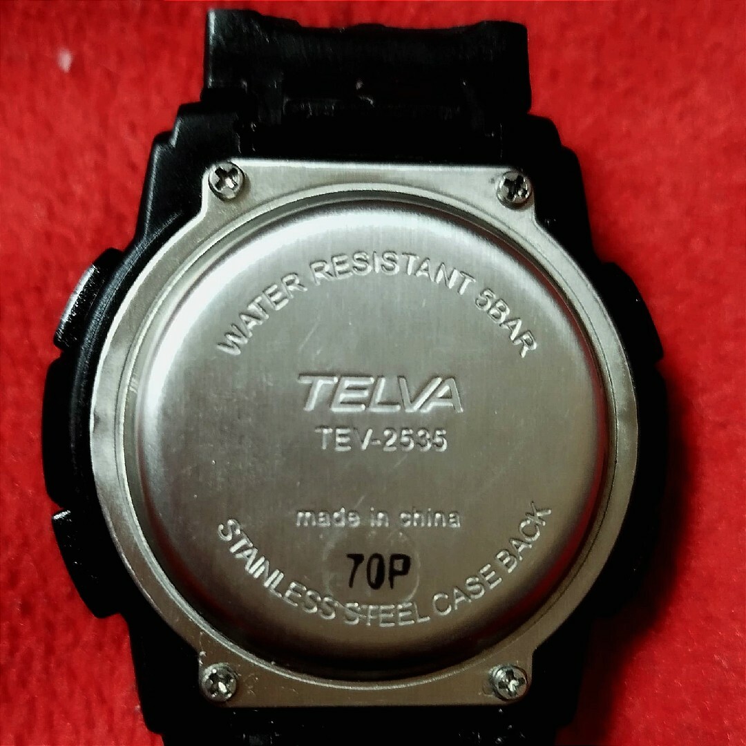 テルバ　腕時計　TELVA　TEV-2535-BK　ジャンク品 時計表示正常 メンズの時計(腕時計(デジタル))の商品写真