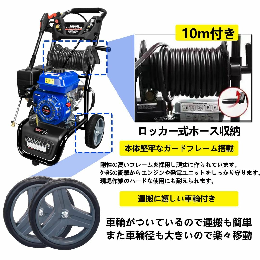 エンジン 高圧洗浄機 エンジン式高圧洗浄機 20MPa 7馬力 9.0/min