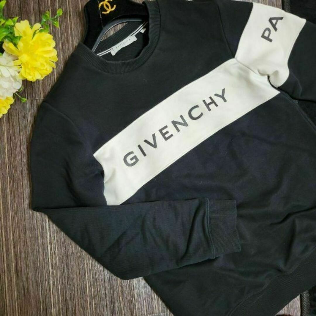 GIVENCHY ボーダー モノクロ ロゴ トレーナー スウェット パーカー
