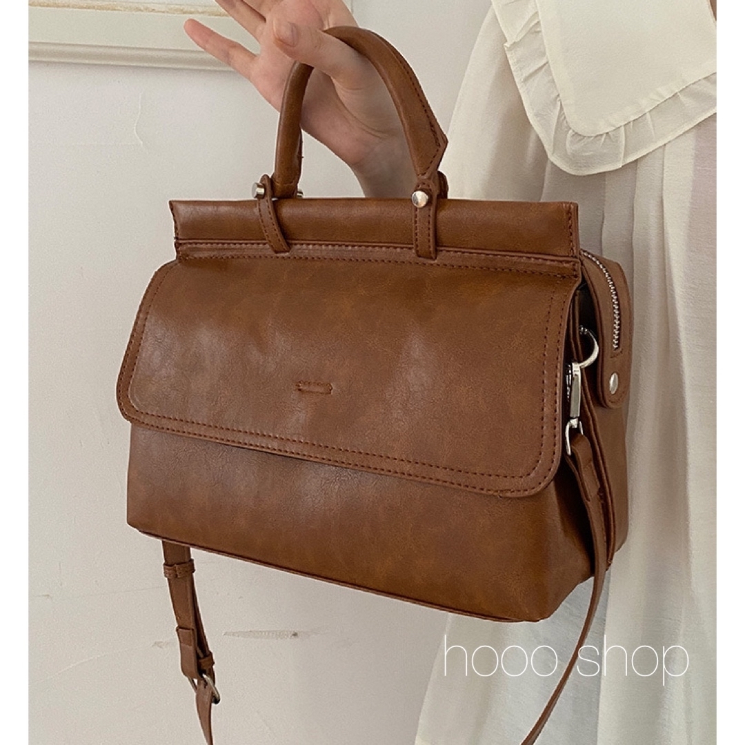 レザーキャメルバッグ 2way ハンド ショルダーバッグ の通販 by hooo's ...