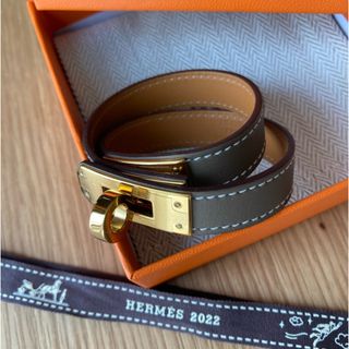 エルメス HERMES ブレスレット ケリーバングル メタル/レザー ゴールド/オフホワイト ユニセックス 送料無料 e56373a