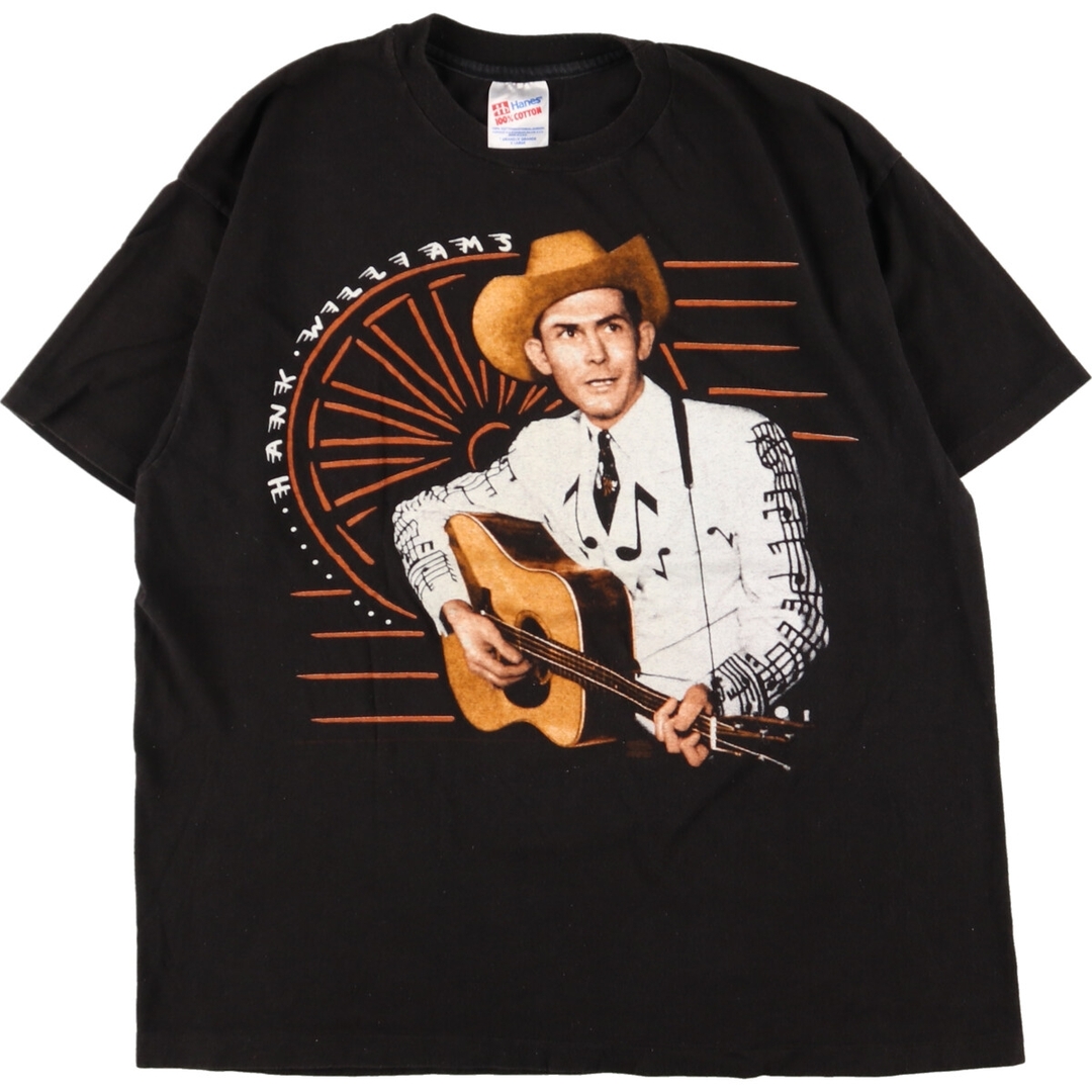 90年代 ヘインズ Hanes HANK WILLIAMS ハンクウィリアムズ 両面プリント バンドTシャツ バンT USA製 メンズXL ヴィンテージ /eaa359560