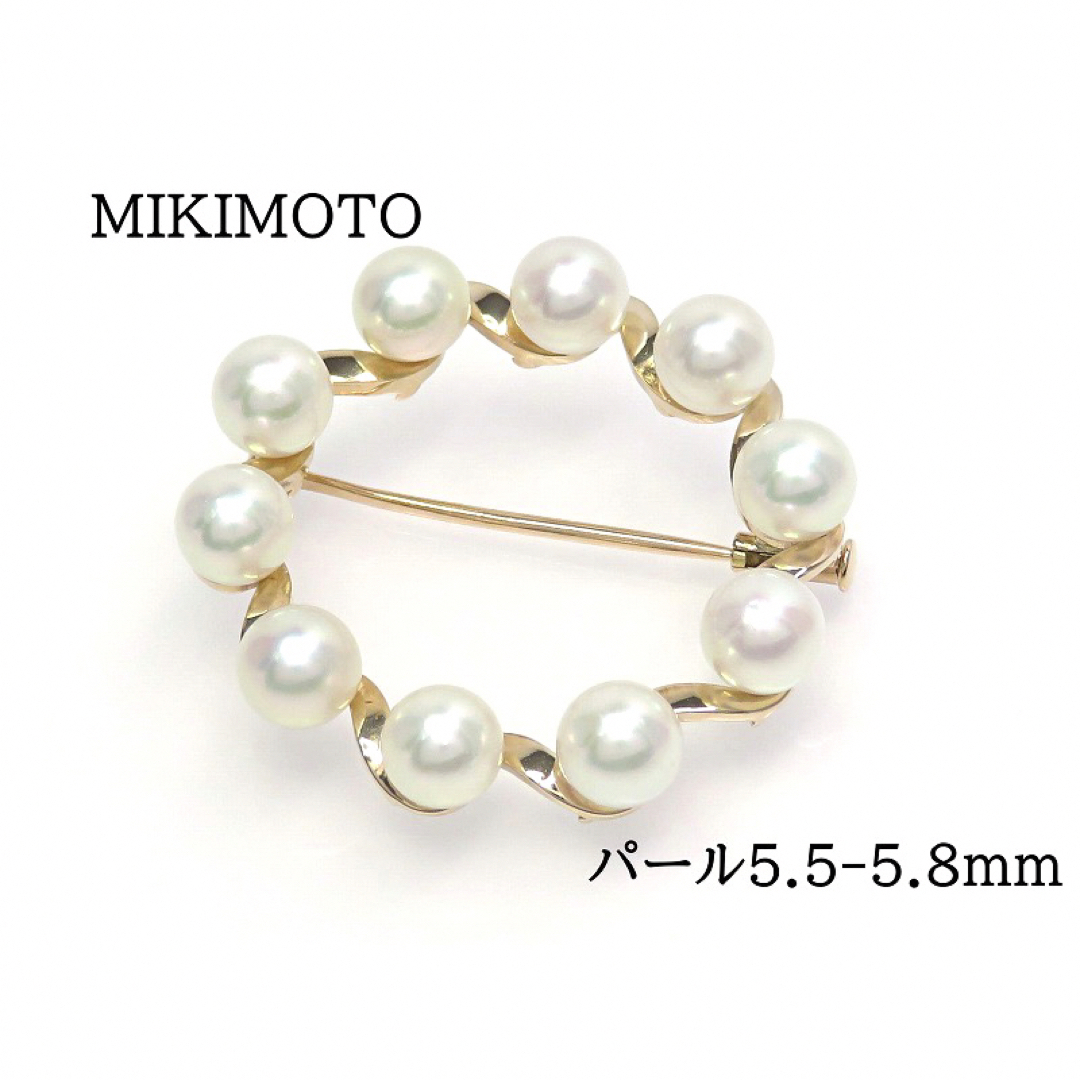 MIKIMOTO - MIKIMOTO ミキモト K14 パール ブローチ サークル イエロー