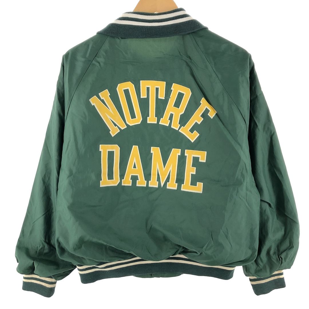 古着 NOTRE DAME ノートルダム大学 カレッジ バックプリント 襟付き ナイロンスタジャン アワードジャケット バーシティジャケット レディースL /eaa358934 レディースのジャケット/アウター(スタジャン)の商品写真