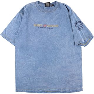 VINTAGE ヴィンテージ 90s Harley-Davidson Motorcycles ハーレーダビッドソン モータースポーツロゴ半袖Tシャツ カットソー ネイビー