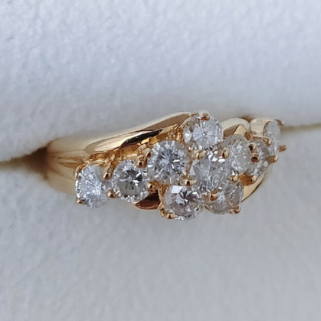ダイヤモンド フラワー リング K18YG 1.00ct 4.5g-