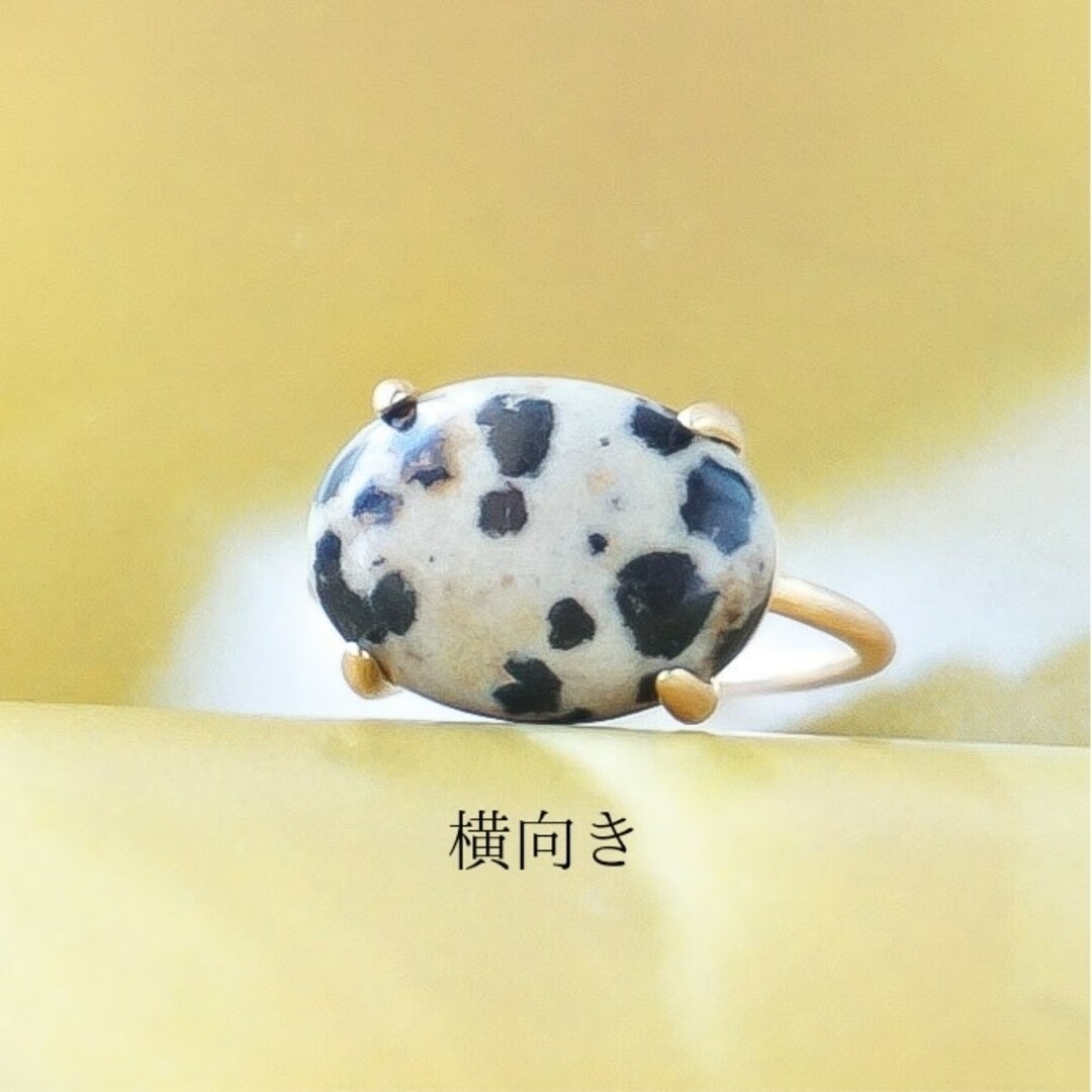天然石 大粒 ダルメシアンジャスパー 指輪 リング S925製 フリーサイズあり ハンドメイドのアクセサリー(リング)の商品写真