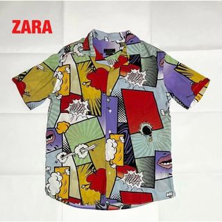 ザラ(ZARA)の【人気】ZARA　ザラ　レーヨンシャツ　総柄シャツ　アメコミ柄　ユニセックス(シャツ)