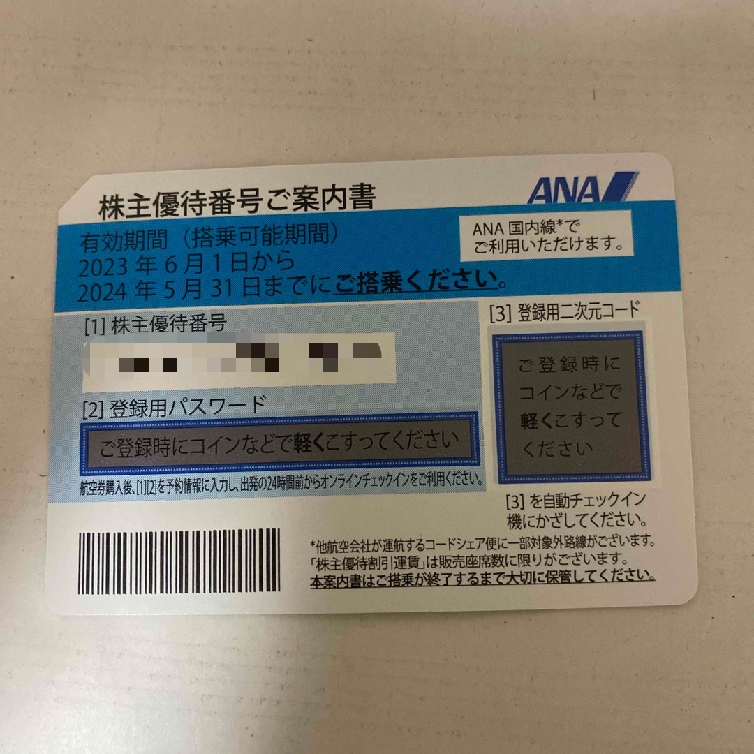 ANA(全日本空輸)(エーエヌエー(ゼンニッポンクウユ))のANA 株主優待 1枚 チケットの乗車券/交通券(航空券)の商品写真